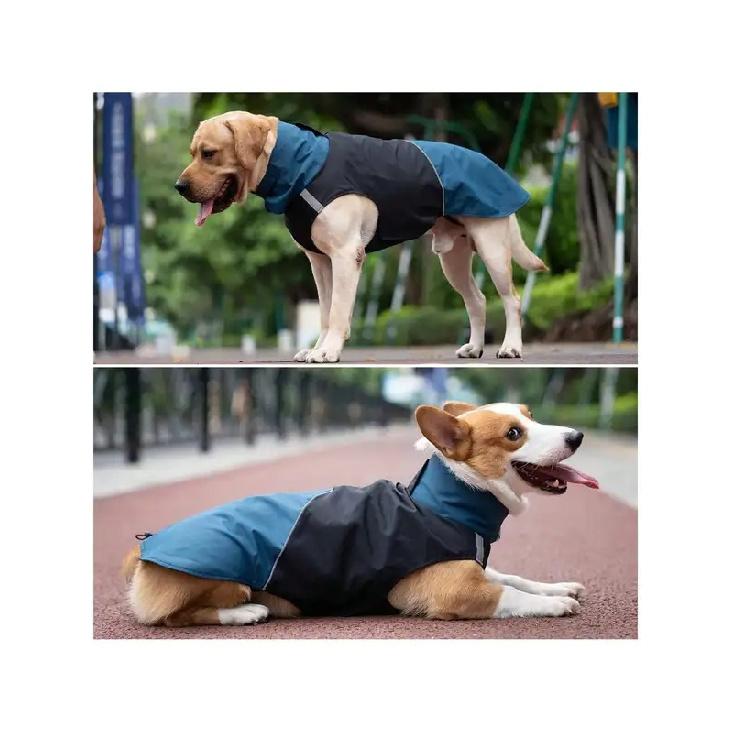 Windproof Waterproof Dog Warm Coat, High Collar Reflective Strip Pet Outdoor Vest, Color Block Dog Jacket for Camping Hiking