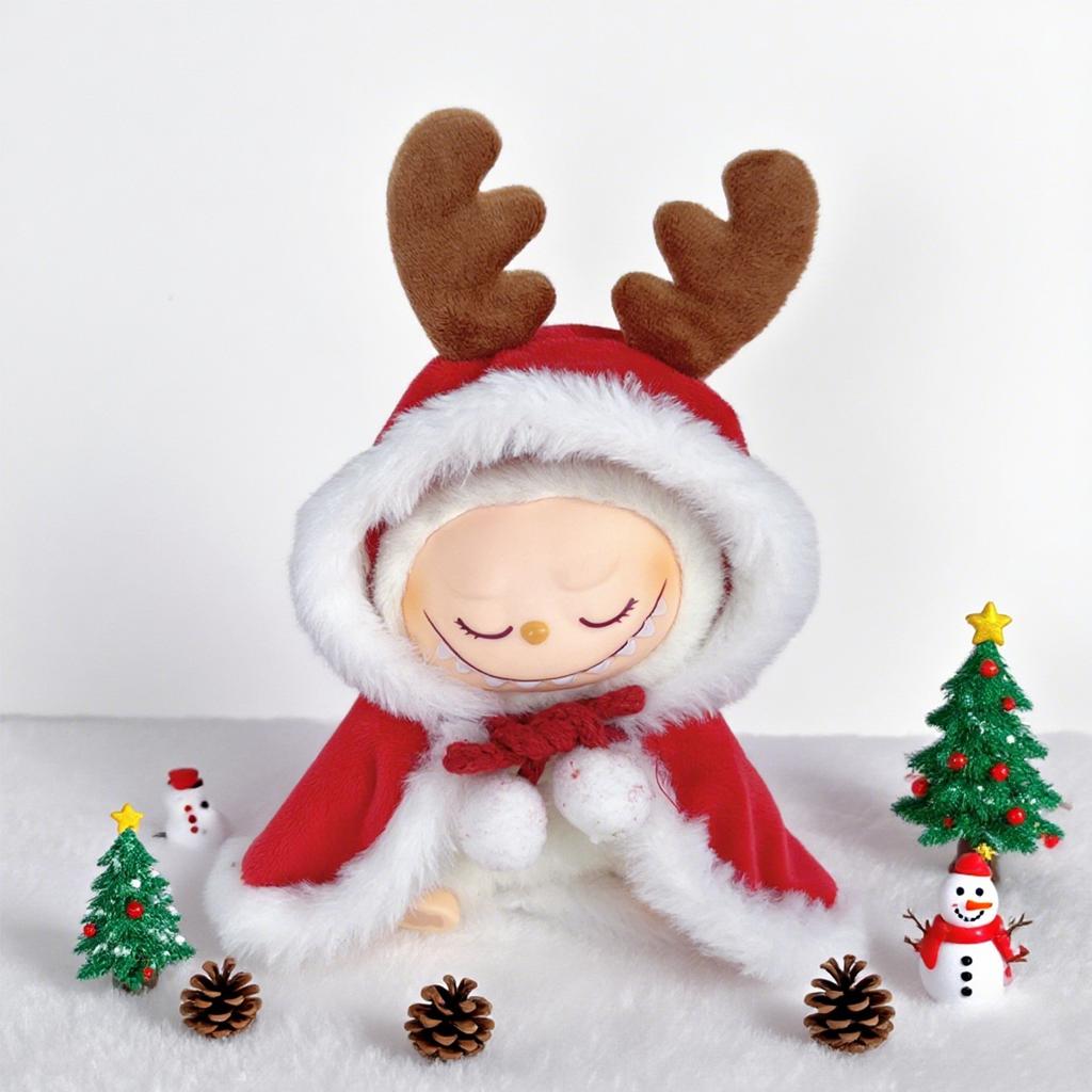 First and Second Generation Labubu Clothing Accessories 17cm Labubu Doll Clothes New Year Christmas Set Reindeer Collection