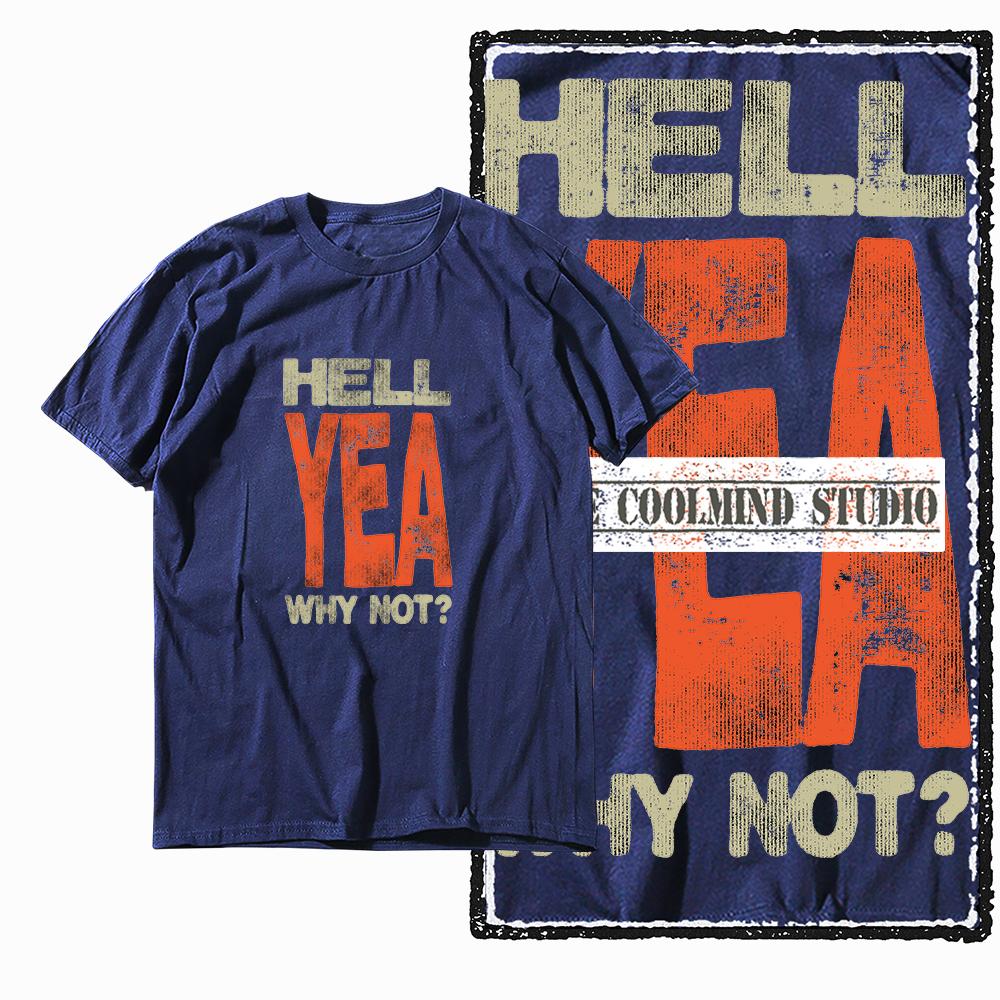 Coolmind X0074 Attitude Hell Yeah Esprit Hellfire t-shirt graphique coton exclusif t-shirt homme streetwear t-shirt pour homme t-shirt