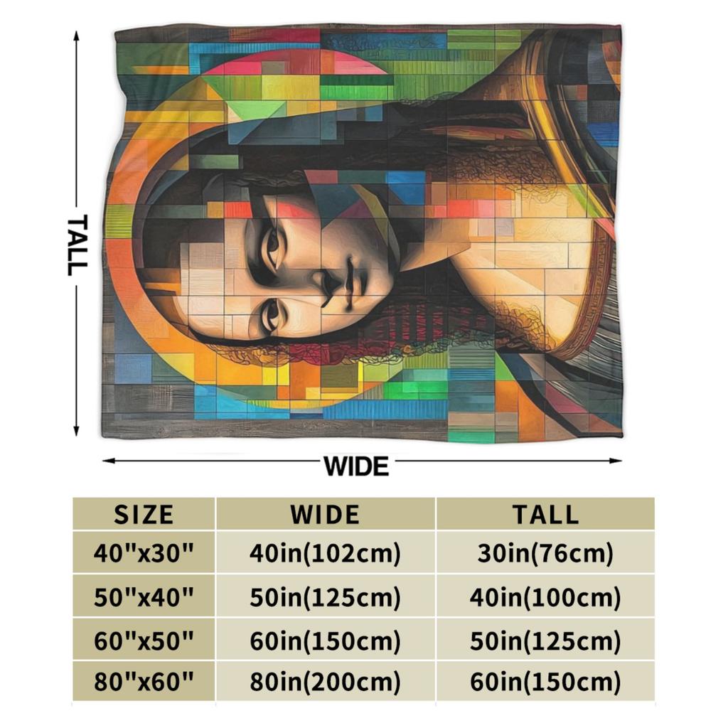 Warme weiche Decken Flugzeugreise Geometrisch Pop Art Mona Lisa Bettwäsche Überwürfe Ästhetisch Tagesdecke für Sofa Bett