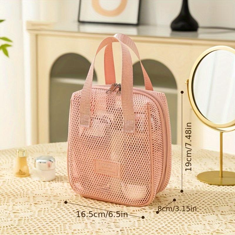 [Lightweight Travel] Chic White Mesh Cosmetic Bag | Breathable, Lightweight | Travel Organizer for Women