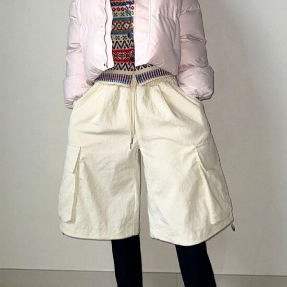 New Arrivals Open Run Women Big Cargo Pants With String Hem Cotton Casual