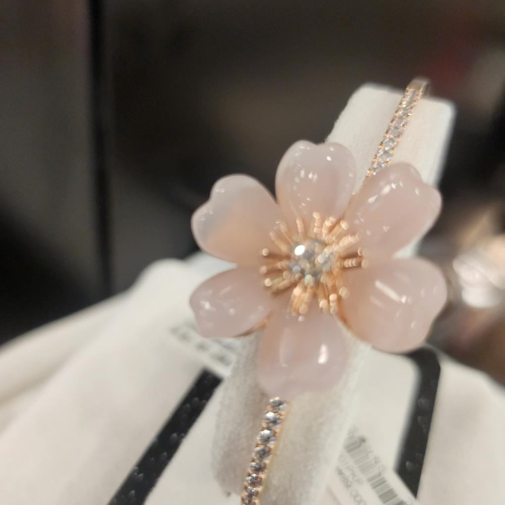 Atria Rose Quartz Flower B Raw Stone Bracelet AROBAET0001PKF