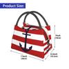 Nautical Navy Blue Anchor On Red Stripes Portable Lunch Box Leakproof Sailing Sailor Thermal Cooler Food Insulated Lunch Bag