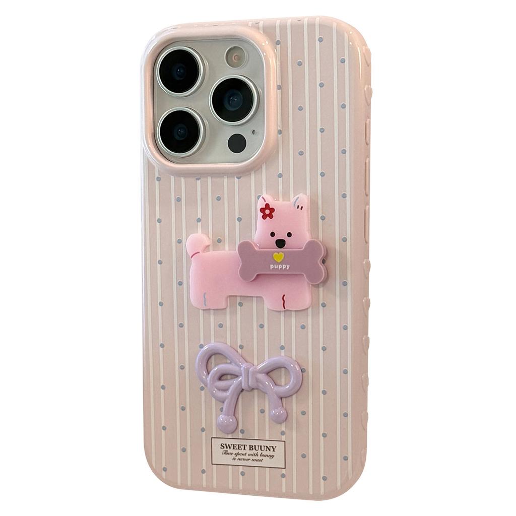 Fresh Polka Dot Cartoon Puppy Apple 16promax Mobile Phone Case Iphone15 Suitable for 12 Three Dimensional 1413