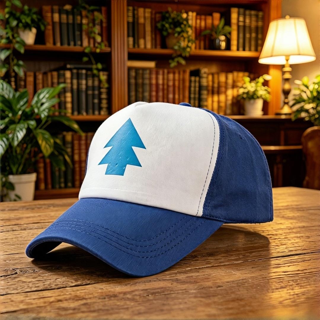 Cartoon Pine Tree Print Mesh Trucker Cap Breathable Adjustable Summer Outdoor Sun Hat For Men Women