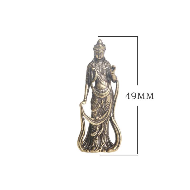 Statue de Bodhisattva Guanyin en laiton, ornements de bureau, décoration de salon, figurines de Bouddha religieuses en cuivre, accessoires d'artisanat