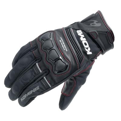 Luvas de Couro de Alta Proteção à Prova de Vento para Motocicletas HG Preto Vermelho L GK-856