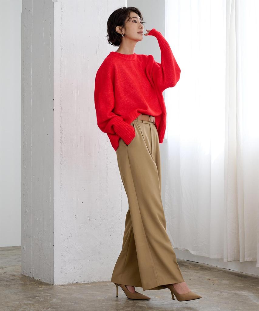 Beautiful Silhouette Wide Pants BFXN2070 SP Camel [Yours] One-Tuck Women's