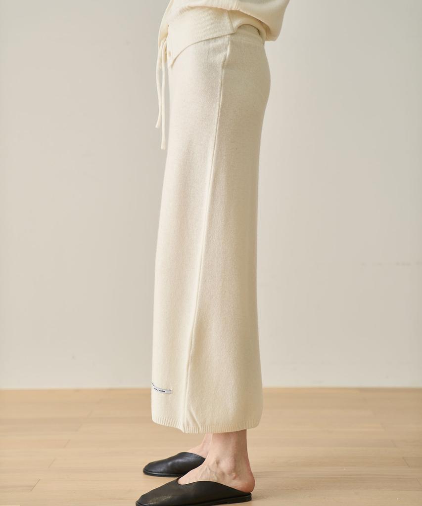 GRIDAJ Fine Wool Maxi Knit Skirt _ Ivory