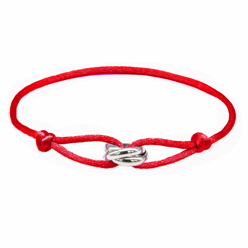 Dámský náramek Sailing Rope Tricolor In Black Cord náramek s kroužkem z nerezové oceli Vodotěsné šperky Boho pro ženy Nastavitelná délka s