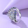 Gorgeous Silver Color Inlaid White Blue CZ Women's Ring Geometry Hollow Daily Wear Party Jewelry