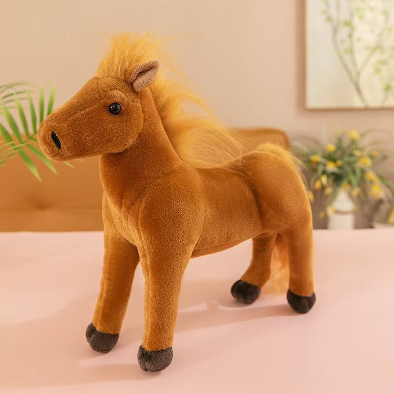 Realistic Little White Horse Plush Toy - Stuffed Pony Doll Ornament Gift for Year of the Horse