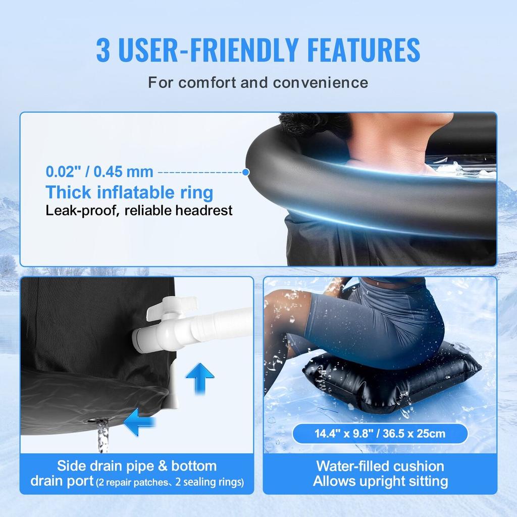 Ice Bath Tub for Athlete Cold Water Therapy Plunge Tub Inflatable Bathtub