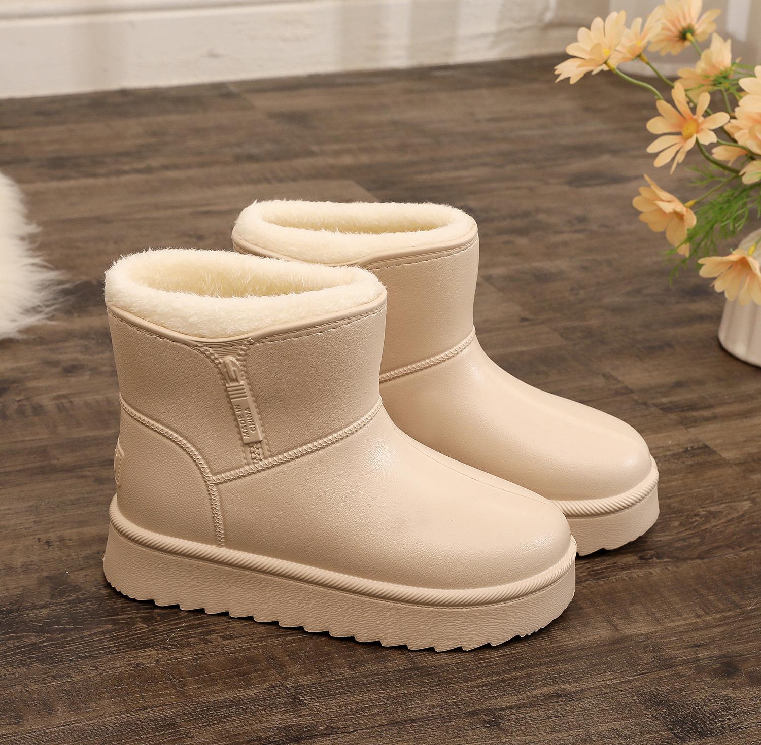 

Waterproof snow boots fleece warm EVA one-body wear water shoes rain boots rain shoes cotton shoes 36-37 белый