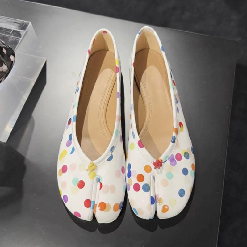 Colorful Polka Dot Split toe Women Ballet Flats Sweet Spring Summer Tabi Walking Loafers Casual Girls Dance Lazy Shoes 35