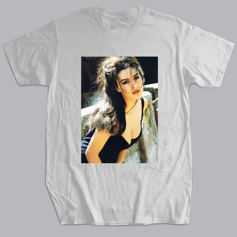 Летняя Унисекс Футболка Maglia Моника Беллуччи Актриса Топ Модель Мода Италия Модные Унисекс Футболки Женские Унисекс Топы с коротким рукавом Camisetas M