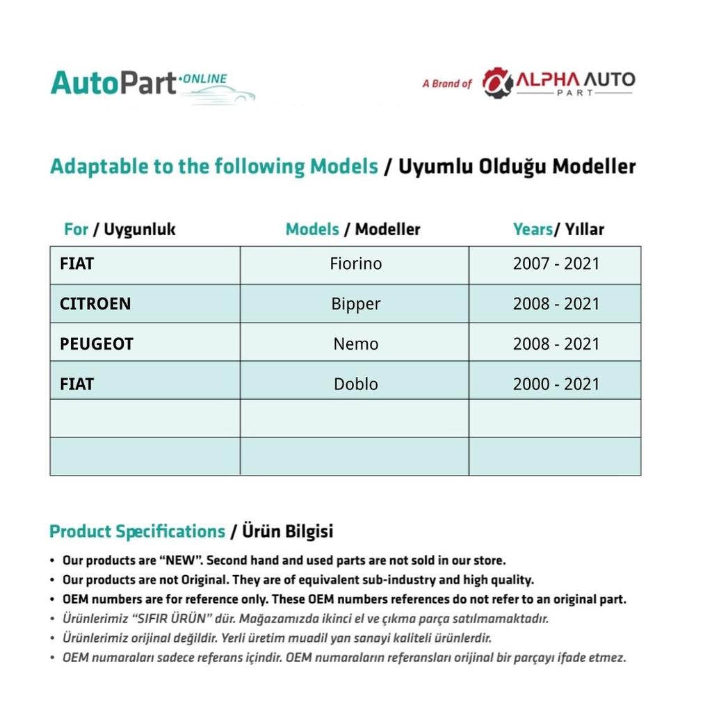 Mittelheizungsdiffusor für Fiat Fiorino, Peugeot Bipper, Citroen Nemo – 4 Stück