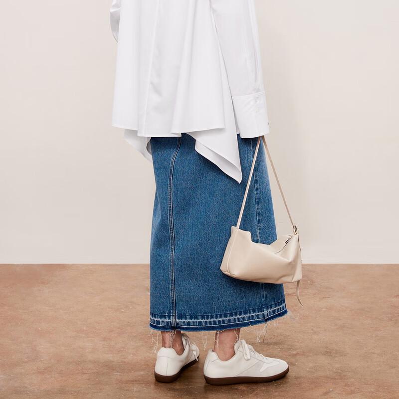 LESS 2024 Autumn H-Line Cotton Denim Maxi Skirt