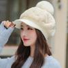 Women Girl Head Warmer Fur Faux Duck Tongue Cap Plush Hat Peaked Cap Visors Cap
