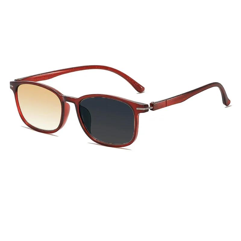 Unisex New Square Frame Photochromic Reading Glasses Sunglasses 2 In 1 Gradient Color Lenses Uv Protection Presbyopia Glasses