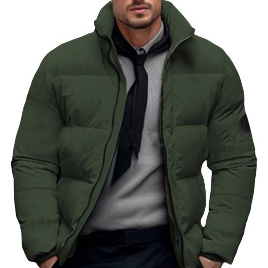

Men Cotton Coat Stand Collar Long Sleeve Zipper Closure Thickened Jacket XXXL армія зелений колір
