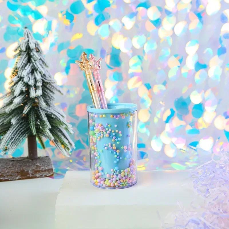 

1pcs Colorful Acrylic Piggy Drawer Pen Holder Cartoon Multi Grid Cute Creative Student Multifunctional Storage Office Stationery