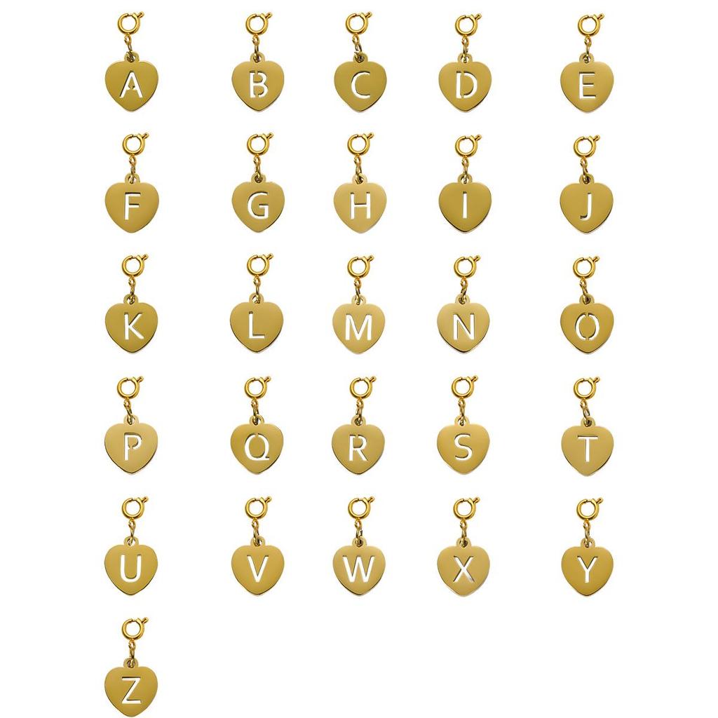 European Bestseller: Gold-Plated Stainless Steel Heart Letter Pendant Necklace with Clasp