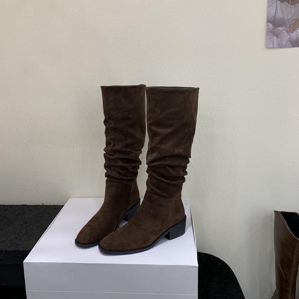 Coarse heel French retro western cowboy boots women's boots autumn and winter 2025 new tall stacked knight boots