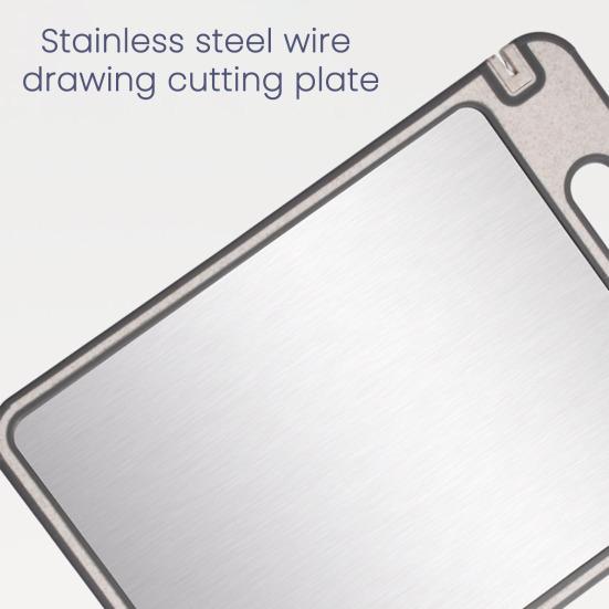 Double-Sided Cutting Board with Handle Stainless Steel Chopping Board for Meat Veggies Kitchen Gadgets