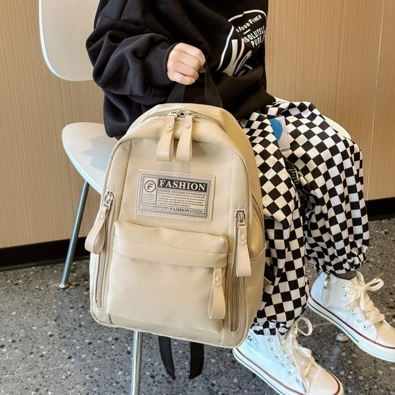New Kids Backpack Unisex Elementary Students Simple Nylon Lightweight Design