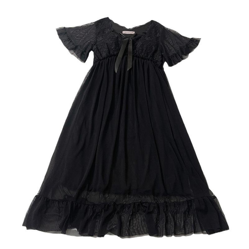 Summer Sweet And Generous Princess Style Medium And Long Nightdress Mesh Comfortable Soft Women'S Pajamas Loungewear