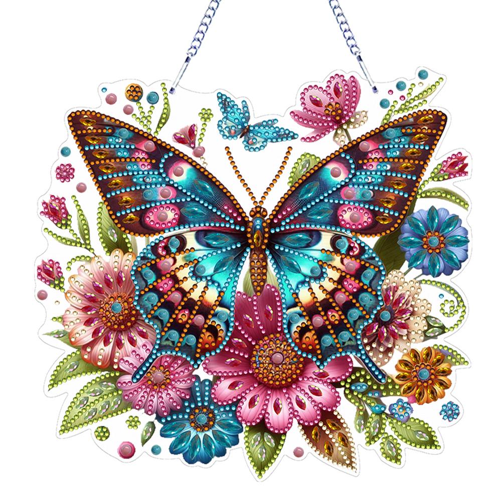 PET Double Sided Special Shaped Flower Animal Rhinestone Diamond Art Window Pendants Diamond Painting Hanging Decor for Beginner