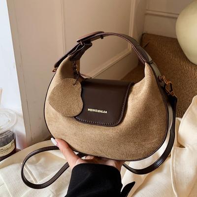 Retro Halbmondförmige Tasche, Schlichte Umhängetasche für die Arbeit, Modische Handtasche