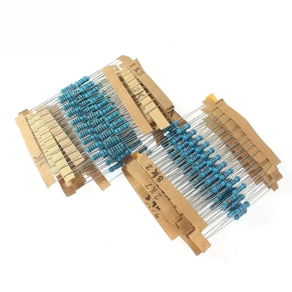 150PCS 300PCS 1/2W 1W 2W Resistance 1% Metal Film Resistor Assorted Pack 30 Values 0.1R~750R 1K~820K Ohm Resistors Assorted Kits