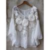 Camicetta da Donna Scollo a V Manica Lunga Vestibilità Regolare Casual Stampa Floreale Camicia Boemia