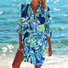 Sommer Graffiti 3D Druck Blusen Damen Langarm Strand Blusen Mittellange Hemden Knöpfe Hemd Bluse Mädchen Urlaubs Tasche Oberteile