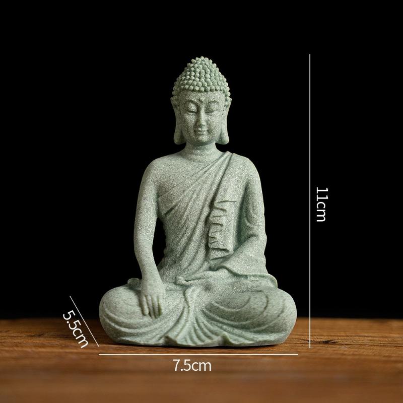 1 szt. Mini Figurka Buddyzmu Dekoracja Biurka Dekoracja Domu Statua Zen Zielony Piaskowiec Ornament Tajlandia Statua Buddy Ozdoba Ogrodowa Dekoracja Akwarium