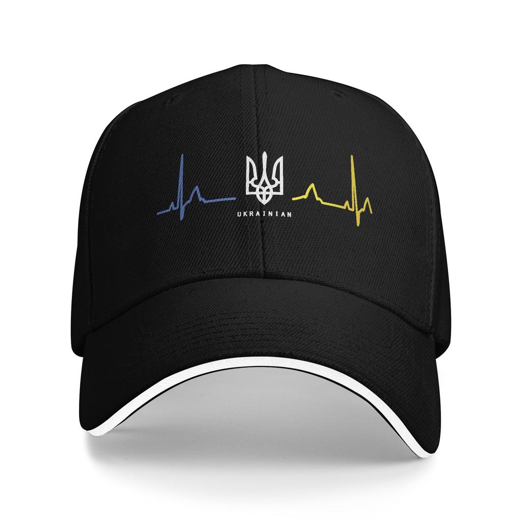 Ukrainian Tryzub Ukraine Flag Trident Zelensky Heartbeat Baseball Cap Men Hip Hop Hats Summer Fitted Retro Hunting Baseball Caps