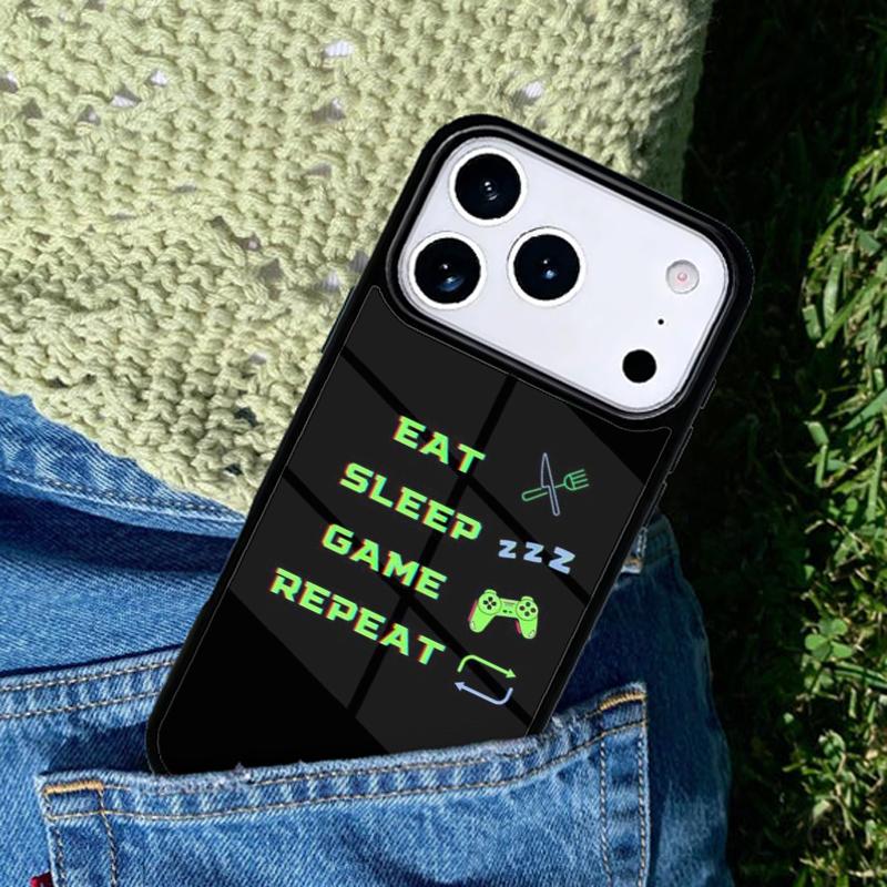 Eat Sleep Game Repeat Gamer Phone Case Cover Compatible with for IPhone 17air 16e 15 14 13 12 11Pro Max 17 Air
