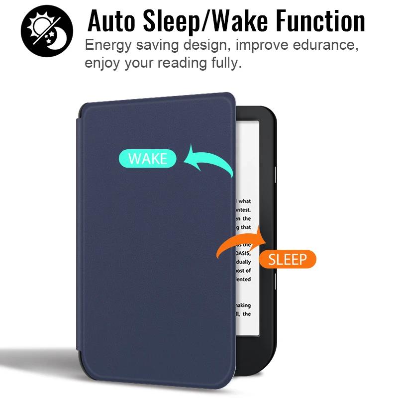 Schlanke Magnet Wake/Sleep-Hülle für Kobo Nia Ereader 2020 PU Ebook Smart Cover Ereader Skin Shell Lightweigh Auto Sleep Funda Capa