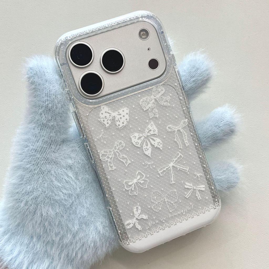 Lace Bow Protective Case for iPhone 17 Pro Max & 16, Chain-Compatible, 15 Pro Max-Compatible