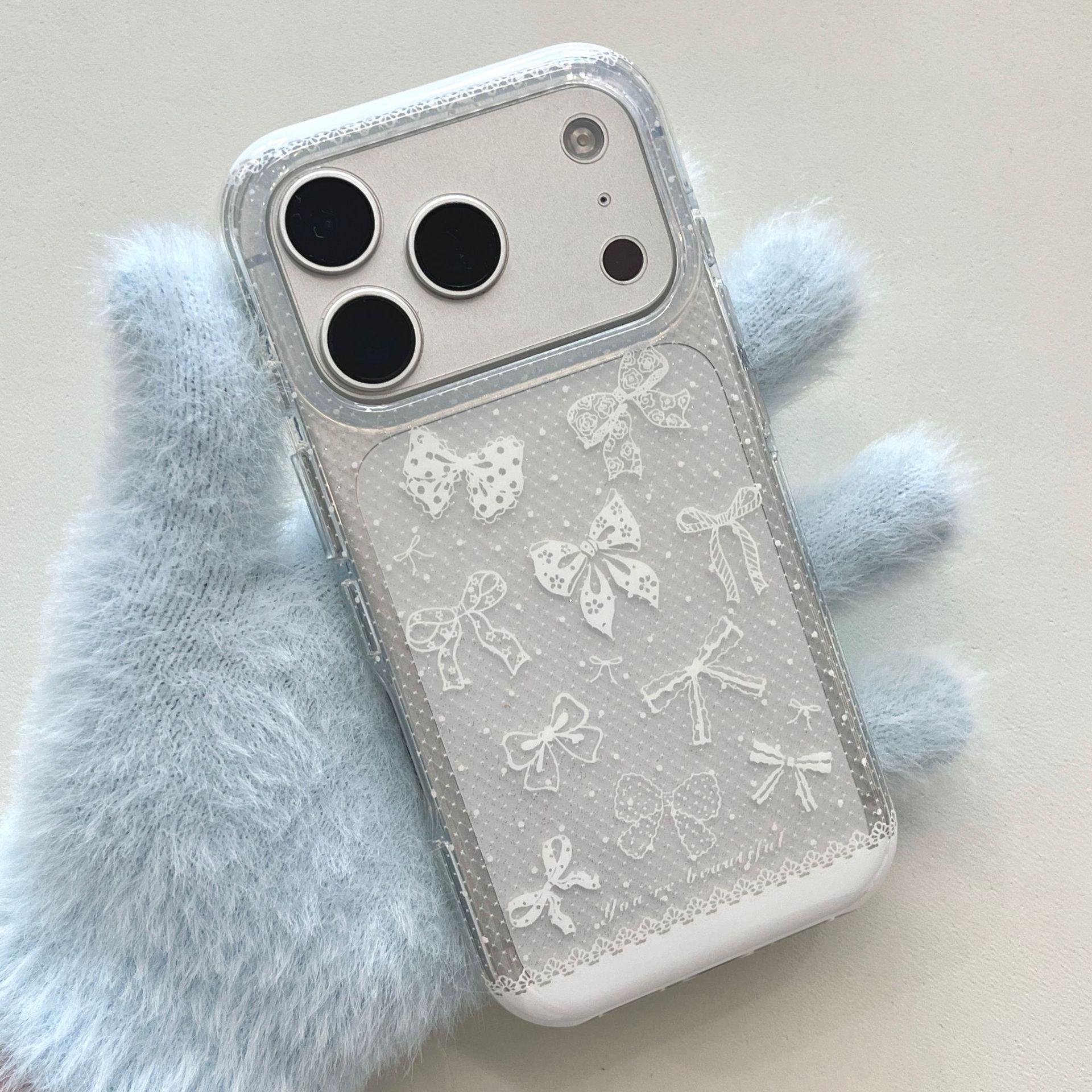 

Lace Bow Protective Case for iPhone 17 Pro Max & 16, Chain-Compatible, 15 Pro Max-Compatible iPhone 17