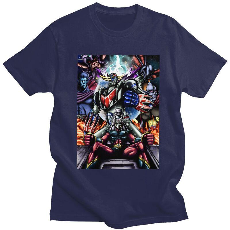 Custom Grendizer T Shirt for Men Pure Cotton Tshirt Tees Goldorak Goldrake Ufo Robot Tshirts Slim Fit Clothing