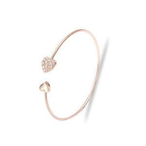 Rose Gold Heart & Infinity Bracelet Set, Crystal-Embellished 3-Piece Stackable Bracelets for Women