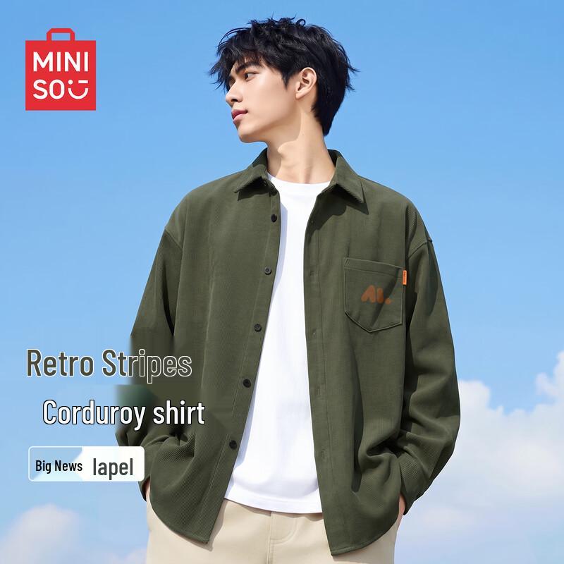 MINISO Men's Heavyweight Corduroy Long-Sleeve Shirt
