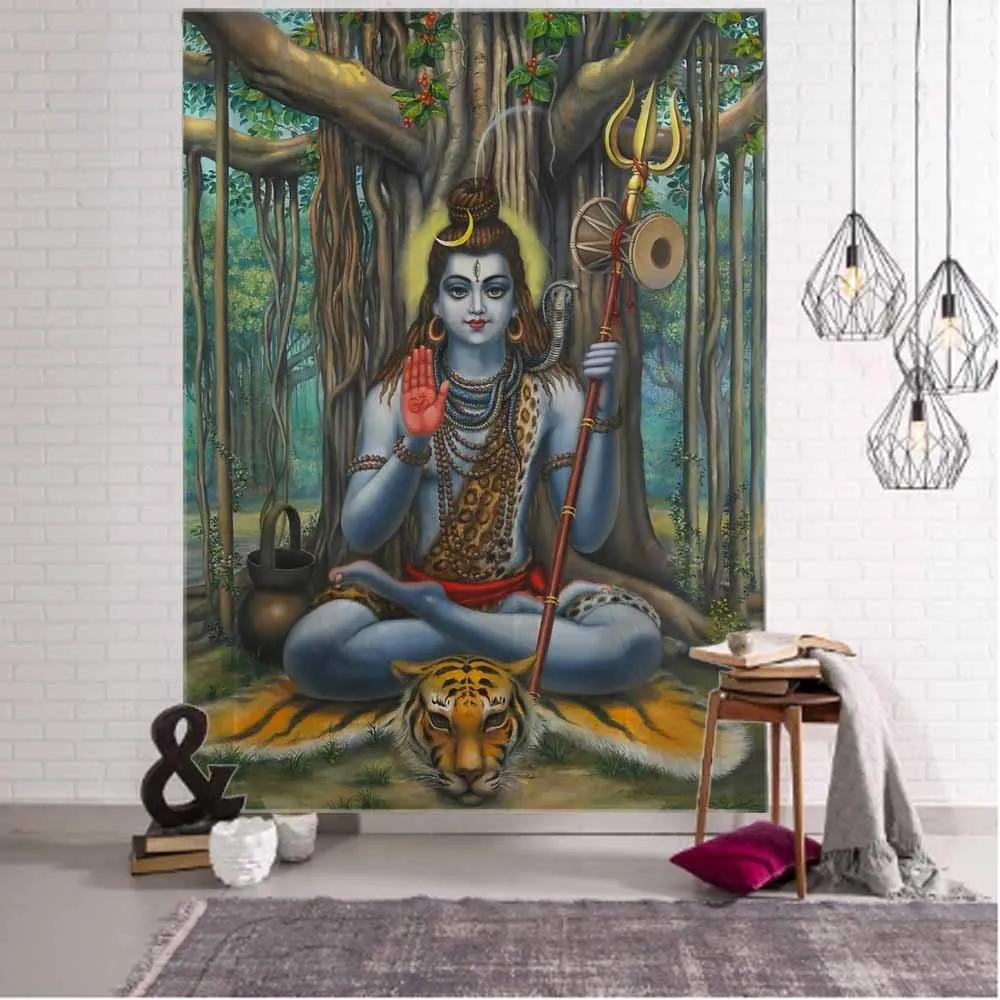 Retro Mandala Tapestry Elephant Head Buddha Psychedelic Flower Plant Wall Hanging Bohemian Aesthetics Home Wall Decoration