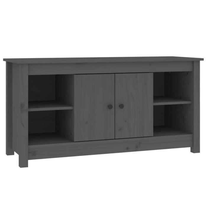 VidaXL Meuble TV Gris 103x36,5x52 cm Bois de pin massif 814576