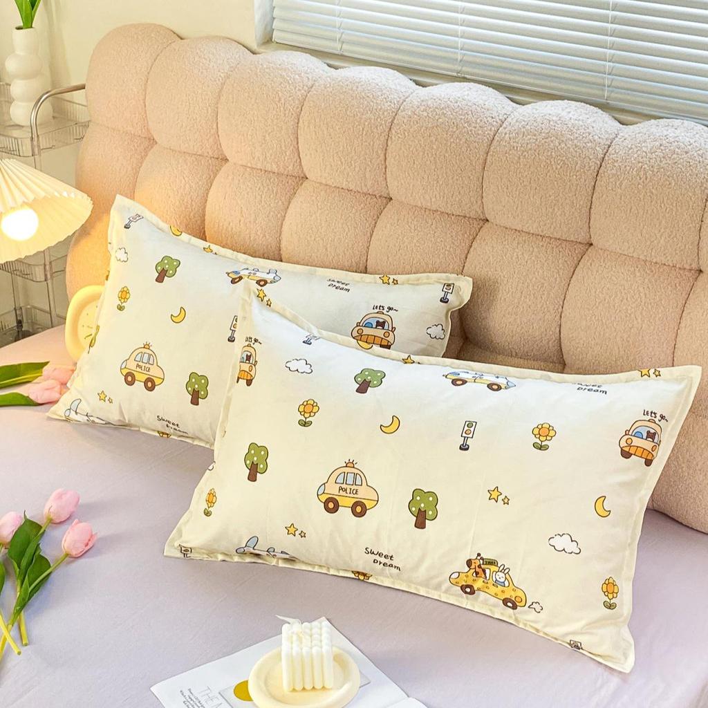 Pillow Core Pillowcase: Stripe, Fruit, Floral & Cartoon Print for Student Dorm & Adults (48x74cm)