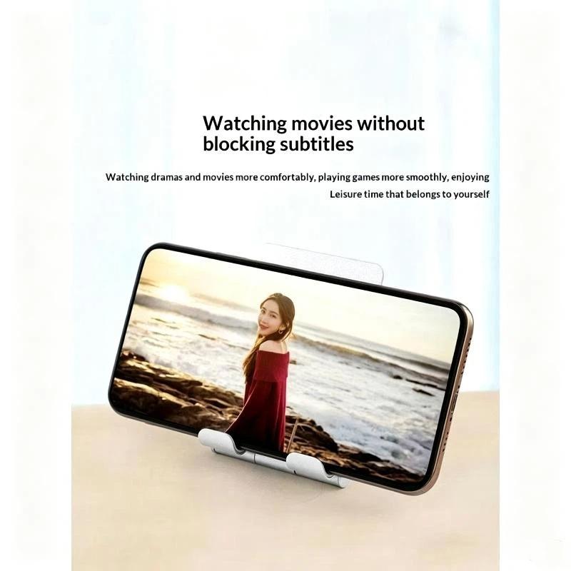 Foldable Aluminum Alloy Mobile Phone Stand Adjustable View Angle Anti Slip Pads For Desktop Watching Office Daily Use